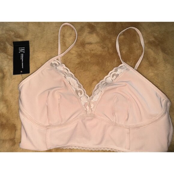 INC International Concepts Women's Lace-Trim Bralette, Almond Latte, Size M, NWT - Picture 2 of 4